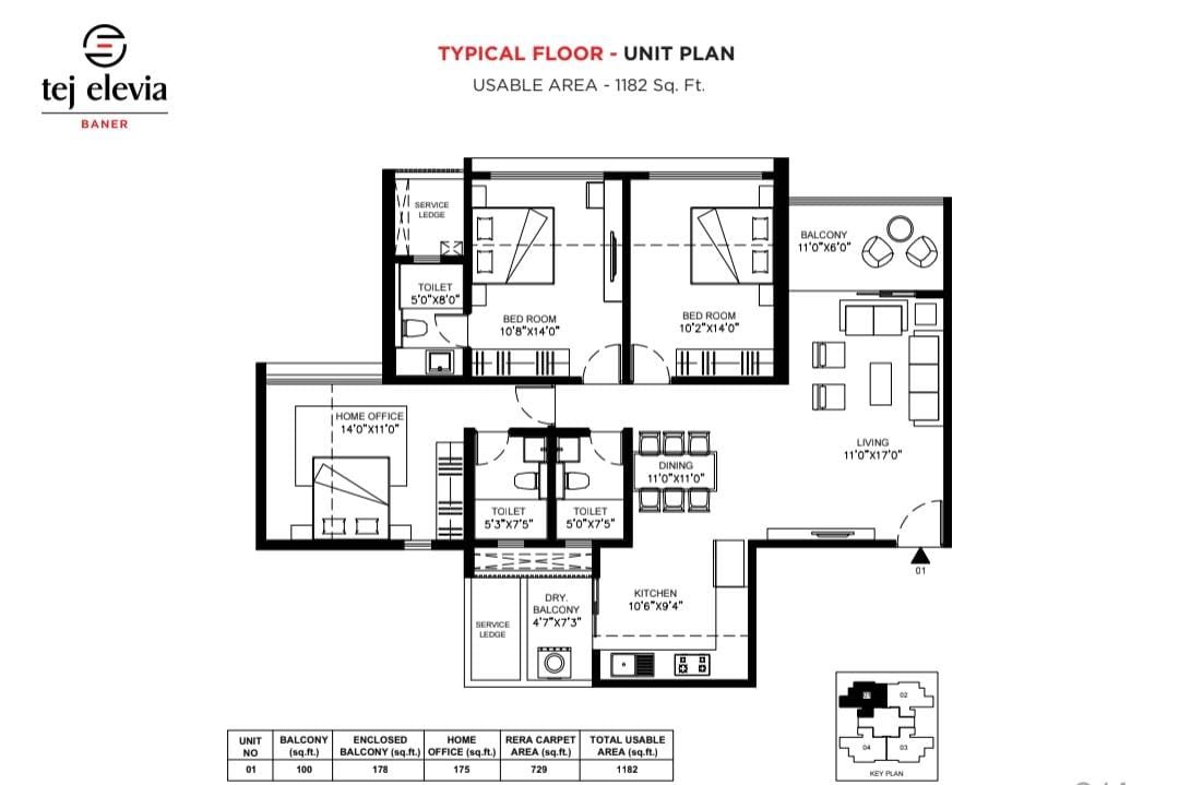 3 BHK Floor Plan - Representative Image